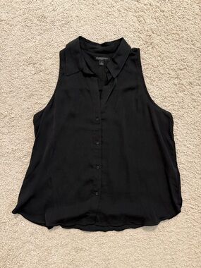 Banana Republic Black Sleeveless Button-Down Shirt